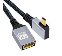 xiwai Câble d'extension 8K Micro HDMI 2.1 Type-D mâle coudé à 90 degrés vers HDMI femelle HDTV pour moniteur, caméra DV, ordinateur portable, 17 cm