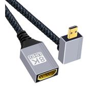 xiwai Câble d'extension 8K Micro HDMI 2.1 Type-D mâle coudé à 90 degrés vers HDMI femelle HDTV pour moniteur, caméra DV, ordinateur portable, 17 cm