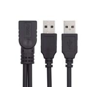 xiwai Câble d'extension en Y USB 2.0 femelle A vers double A mâle - Noir - Pour disque dur mobile de 2,5"