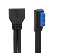 xiwai Câble d'extension USB 3.0 coudé à gauche 5 Gbit/s 20 broches 19 broches mâle vers femelle pour carte mère 24 cm