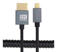 xiwai Câble extensible spiralé micro HDMI 2.1 type D mâle vers HDMI mâle 100 cm pour caméra HDTV ordinateur portable moniteur