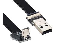 xiwai Câble FPC plat et fin coudé vers le bas USB 2.0 type A mâle vers micro USB 5 broches mâle pour FPV, disque et téléphone 1 m