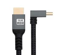 xiwai Câble HDMI 2.2 coudé à 90° (16K/8K UHD, 96 Gbit/s, 2 m, connecteurs Type-A mâle vers HDMI mâle) pour téléviseurs HD, ordinateurs de bureau, portables et moniteurs.