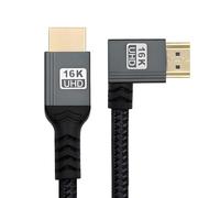 xiwai Câble HDMI 2.2 coudé à gauche (96 Gbit/s) 16K/8K UHD, 2 m, connecteurs Type-A mâle vers HDMI mâle, angle de 90°, pour téléviseur HD, ordinateur de bureau, ordinateur portable et moniteur.