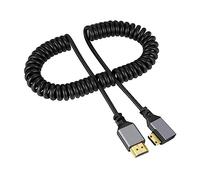 xiwai Câble HDMI mâle 4K 60 Hz vers mini HDMI 1.4 mâle extensible en spirale coudé à 90 degrés pour écran d'ordinateur portable HDTV