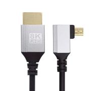 xiwai Câble micro HDMI 2.1 coudé vers la gauche HDTV 90 degrés Ultra fin 8K 4K Hyper Super Flexible Slim Cordon Type A vers Type-D pour moniteur d'appareil photo, 0,5 m