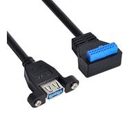 Xiwai Câble USB 3.0 femelle à vis type A vers connecteur coudé vers le bas pour carte mère 20 broches 90 degrés