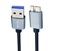 xiwai Câble USB vers USB, 0,3 m, USB 3.0 Type-A mâle vers micro B mâle 5 Gbit/s, cordon de données argenté, compatible avec disque SSD et appareil photo