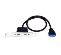 xiwai Carte mère USB 3.0 19/20 broches vers deux ports Type-C USB-C femelle PCI-E panneau arrière 5 Gbit/s Câble de données haute vitesse pour cartes mères ordinateur 50 cm