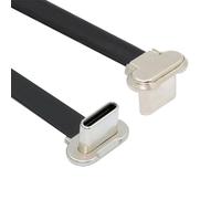 xiwai Cordon de charge rapide USB-C court coudé mâle vers mâle ultra fin plat USB 2.0 65 W d'alimentation pour ordinateur portable, tablette, téléphone, 7,5 cm, noir