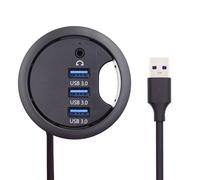 xiwai Hub répartiteur USB 3.0, carte son 3 ports USB multiport extenseur de 60 mm pour bureau, station d'accueil, casque, micro interface audio pour ordinateur de bureau