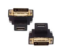 xiwai Lot de 2 adaptateurs DVI mâle vers HDMI Femelle coudés vers Le Haut et vers Le Bas, convertisseur 4K à 90 degrés, Extension pour Moniteur, Ordinateur, Carte Graphique HDTV