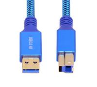 xiwai Rallonge de câble tressée 5 Gbps USB 3.0 Type-A mâle vers USB 3.0 Type-B mâle pour disque SSD caméra données 0,3 m Bleu