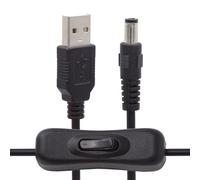 xiwai Rallonge jack CC 5,5 x 2,1 mm vers USB Type-A avec interrupteur marche/arrêt pour lampe de bureau DC 5 V ventilateur caméra 1 m