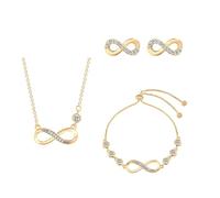 XIWCAFC Bijoux Ensemble de bijoux Parures collier infini en argent sterling 925 Collier Boucles d'oreilles sans fin Symbole Bracelet réglable avec charme pour Femme (Or)