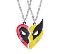 XIWCAFC Collier Pour Femmes,2 Fille Amitié Pendentif Collier Ensemble Meilleurs Amis Collier BFF Collier Wolverine de Dead Pool Amitié Collier pour Cadeau D'anniversaire pour Les Meilleurs Amis