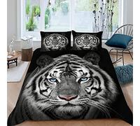 XIWEIER Housse de Couette 140x200 Tigres Animaux Sauvages Parure de Lit 1 Personne Enfant Impression 3D Motif Ultra Doux Microfibre Literie avec Fermeture Éclair et 2 Taies d'oreiller 50x75 cm