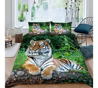 XIWEIER Housse de Couette 200x200 Tigre de Sibérie Faune Parure de Lit 2 Personnes Ado Impression 3D Motif Ultra Doux Microfibre Literie avec Fermeture Éclair et 2 Taies d'oreiller 50x75 cm