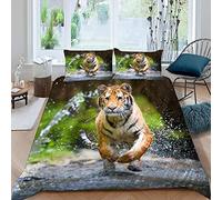 XIWEIER Housse de Couette 220x240 Tigre de Sibérie Jaguar Parure de Lit 220x240 Adulte 2 Personnes Garcon et Fille 3D Imprimé Microfibre Literie avec Fermeture Éclair et 2 Taies d'oreiller 50x75 cm