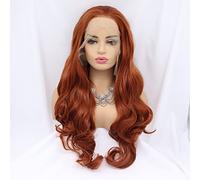 Xiweiya Long Cheveux bouclés perruque Lace Front en cuivre rouge synthétique Perruques avec résistant à la chaleur gratuit supplémentaire pour femme Aspect naturel des Perruques
