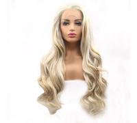 Xiweiya Long Couleur or Marron Perruque synthétique Perruque lace front ondulée pour femme, Drag Queen avec résistant à la chaleur Fibre de remplacement de cheveux Perruque