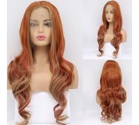 Xiweiya Perruque orange gingembre 71 cm 33 x 7,6 cm densité 150 % perruque pour femme 61 cm