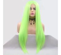 Xiweiya Perruque synthétique longue et soyeuse vert clair avec dentelle frontale 33 x 7,6 cm, raie au milieu, cheveux résistants à la chaleur, pour femme, reine des neiges, cosplay, 61 cm