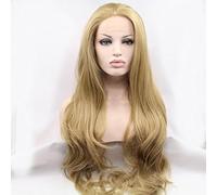 Xiweiya Perruques longues avec dentelle frontale, blondes foncées, raie au milieu, perruques synthétiques blondes, résistantes à la chaleur, 55,9 cm