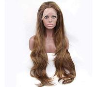 Xiweiya Perruques mixte Marron Perruques synthétiques Marron Perruque lace front Naturel Cheveux raides Perruques pour les femmes résistant à la chaleur Fibre Cheveux Perruques longues Perruques
