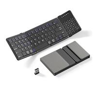 XIWMIX Clavier Bluetooth pliable 2 en 1 avec pavé tactile et pavé numérique, clavier de voyage multi-appareils pliable sans fil rechargeable pour iPad, ordinateur portable, PC, compatible avec Windows