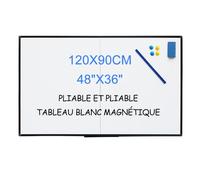XIWODE Grand tableau blanc pliable aimants 120x90cm avec lunette en alliage d’aluminium noir pour le stockage de Réunion/maison 60x90cm (tableau blanc pliable 3648)