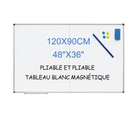 XIWODE grand tableau blanc pliable aimants 120x90cm cadre en aluminium mural pour Réunion/home rangement 60x90cm(Plier et accrocher le tableau blanc 3648)