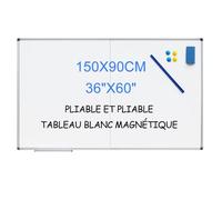 XIWODE grand tableau blanc pliable aimants 150x90cm cadre en aluminium mural pour Réunion/home rangement 75x90cm (Plier et accrocher le tableau blanc 3660)