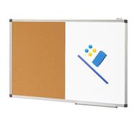 XIWODE Tableau blanc aimant 90x60cm et bois de liège (jaune) moulé dans un seul corps, cadre en alliage d’aluminium pour le bureau/la maison