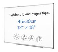 XIWODE Tableau Blanc Magnétique 30x45cm - Facile à nettoyer | Surface Aimantée Haute Puissance | Cadre Aluminium Professionnel | Avec Porte-Marqueurs et Kit de Fixation | Bureau | Maison | École