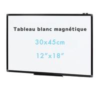 XIWODE Tableau Blanc Magnétique 30x45cm - Facile à nettoyer | Surface Aimantée Haute Puissance | Cadre Aluminium Noir | Avec Porte-Marqueurs et Kit de Fixation | Bureau | Maison | École