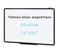 XIWODE Tableau Blanc Magnétique 60x45cm - Facile à nettoyer | Surface Aimantée Haute Puissance |Cadre Aluminium Noir | Avec Porte-Marqueurs et Kit de Fixation | Bureau | Maison | École