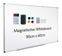 XIWODE Tableau blanc magnétique 90 x 60 cm, avec porte-stylos, surface résistante aux rayures, en métal durable