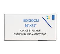 XIWODE Tableau Blanc Magnétique Plié De Grande Taille180x90cm-Peut être plié pour le stockage 90x90cm - Cadre En Aluminium Noir -Réunion/Home/Les écoles