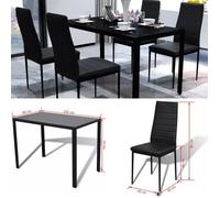 XIXI Ensemble de table cinq pièces pour salle à manger structure en fer noir 105 x 60 x 74 cm