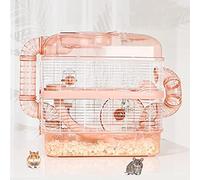 xixi-home Cage Hamster pour Hamster Syrien DIY Cage pour Hamster Nain Grande avec 3 Niveaux Transparent Hamster Jouets et Accessoires d'Habitat, pour Rat Russe Nain Hamste Gerbille (40*25*40cm(Pink))