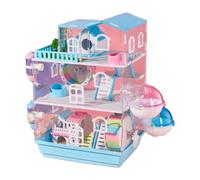 Xixi-Home Cage pour Hamster à 3 Niveaux en Acrylique Transparent avec Kits de Jouets - Habitat pour Petits Animaux Nain Syrien (3 Layer Blue)