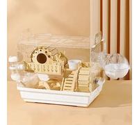 xixi-home Cages Hamster Hamster Syrien Cage Hamster Nain Acrylique Transparent Petit Animal Cage Tout Bois Massif, pour Cochons d'Inde, Souris, Hamsters Nains Russes Cachette 35 × 26 × 28 cm (Blanc)