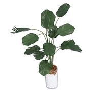 Xixian 1:12 Miniature Bananier Maison de Poupée Plante Vert Vif Bonsaï (L | Feuilles en plastique réalistes, pot en verre blanc, kit de modèle d\'accessoire de décoration de scène de salle de poupée