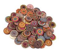 Xixian 100 Boutons en Bois Vintage 25 Mm Boutons de Couture Déco Ronds avec 2 Trous