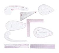 Xixian 9 Pièces Ensemble de Règles de Couture Multifonctionnel Bâton | Balances en plastique résistantes à l\'usure, chiffres clairs pour dessiner, découper, imposer, conception de vêtements,