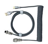 Xixian Câble de Clavier de Jeu enroulé pour Claviers Mécaniques, Cordon à Ressort Rétractable avec Connecteur Robuste, Fil PE tricoté Double Couche pour un Signal Stable (Gris argenté)