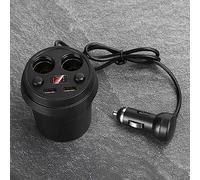 Xixian Chargeur de Voiture de Porte-gobelet, Double Chargeur USB à Double Cigarette USB avec Moniteur de Tension, électricité 120W, pour Tablette de Téléphone PC, Chargeur de Voiture