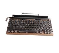 Xixian Clavier Mécanique, Touches Rondes à Quatre Axes, éclairage RVB 7 Couleurs, Connexion 2 Modes avec Emballage Décoratif en Cuir épais, Batterie 2000 MAh, Compatible avec Les (Couleur du Bois)