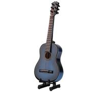 Xixian Mini Guitare en Bois avec Support pour Décoration D'Intérieur et | Instrument miniature en bois fabriqué à la main, ornement d’étagère de bureau, accent de salle d’amateur de musique, pièce